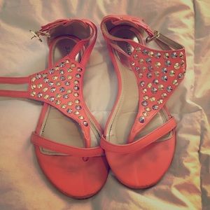 Silver and Gold Studded Coral Sandals