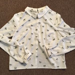 Black Bow White Blouse (buttoned back)