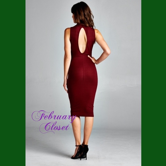 Burgundy Dress with Open Back - Picture 3 of 3