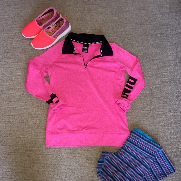 PINK Victoria's Secret Sweaters - VS PINK Yoga Half-Zip Pullover Sweatshirt
