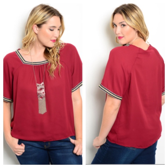 Boutique Tops - LAST ONE! (plus) Burgundy top