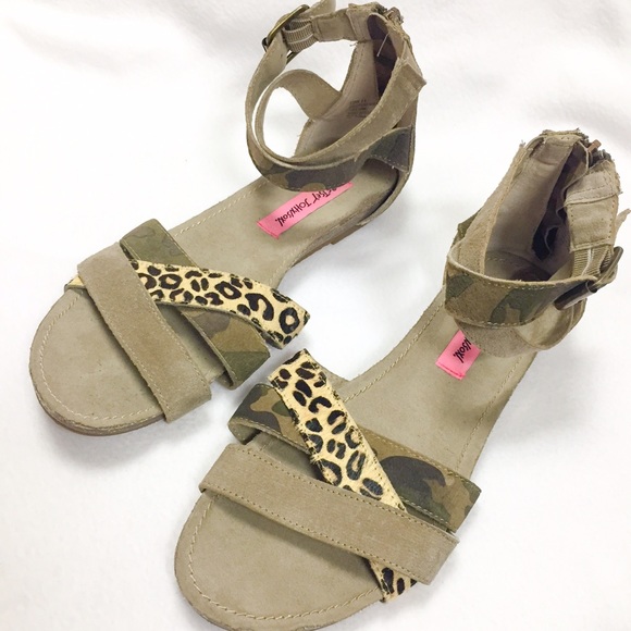 Betsey Johnson Shoes - Betsey Johnson Suede, Leopard Camouflage sandals