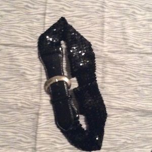 Plus size black sparkle belt