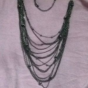 Dark silver multi-chain necklace