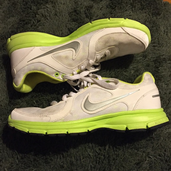 lime green and white nikes