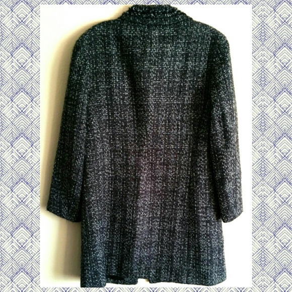 Tahari Woven Black & White Long Tweed Jacket sz S - Picture 2 of 4