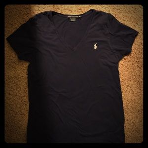 Navy v-neck polo shirt