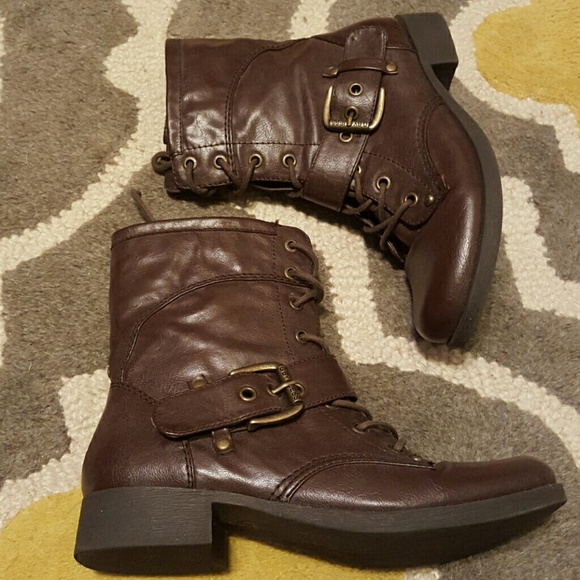 CLOSET CLOSING Brown Guess Combat moto Boots