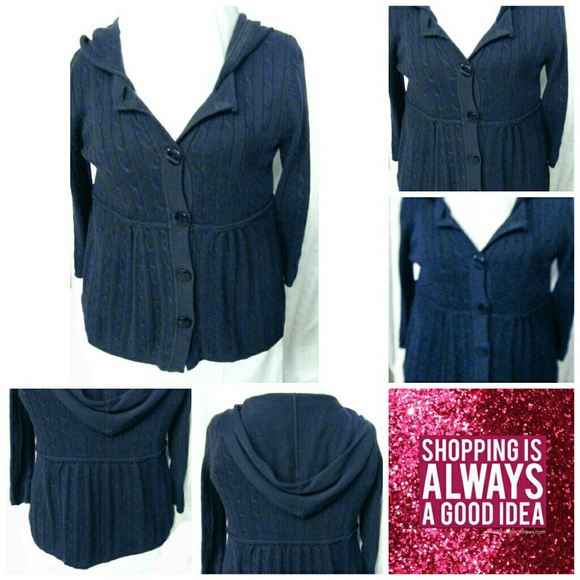 LOFT Sweaters - Loft Hood Sweater, Navy Blue, Empire waist, Sz Med