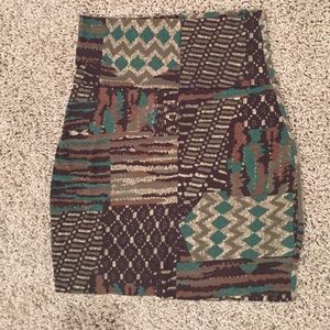 Brown and Green Mini Skirt