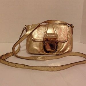 MICHAEL KORS Gold Leather Cross Body Evening Bag