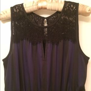 Ann Taylor Loft Striped Lace Silk Holiday Dress