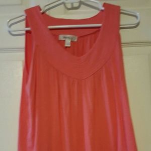 Salmon flowly tank with embroidered neckline