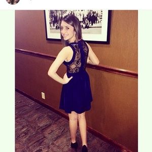 Dress navy blue see thru back