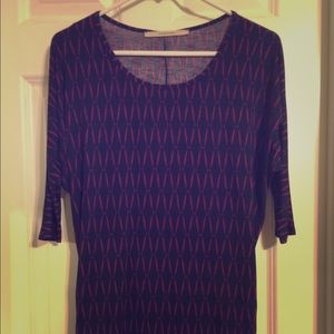 Hawthorne blue and purple cinch-side top