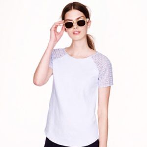 J.Crew Lavender Eyelet Sleeve Shirt & Earrings