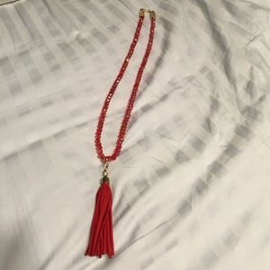 Red tassel necklace