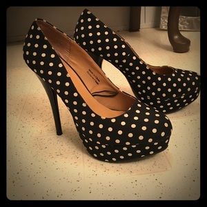 Forever 21 black and white polka dot high heels