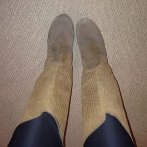 Anthropologie brown suede clog boot.