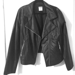 < faux > LEATHER MOTORCYCLE JACKET