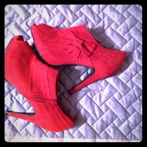 Red Suede Booties/Heels