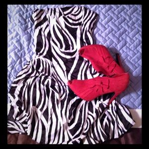 Zebra Print Strapless Mini Bubble Dress
