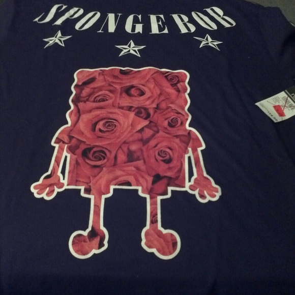3/$10   BNWT. SPONGEBOB ROSE T SHIRT.  MEDIUM - Picture 2 of 3