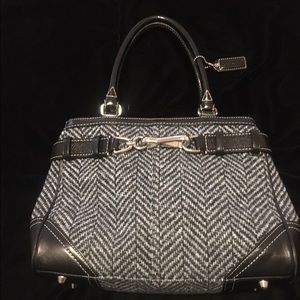 Coach handbag - Herringbone Hampton Handbag Tweed Black & Blue