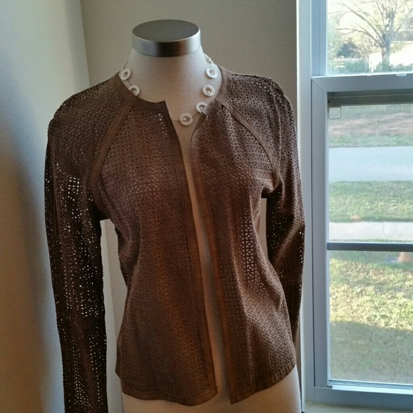 Dana Buchman Sweaters - HOST PICK 01/09/16.....100% LEATHER ..CARDIGAN