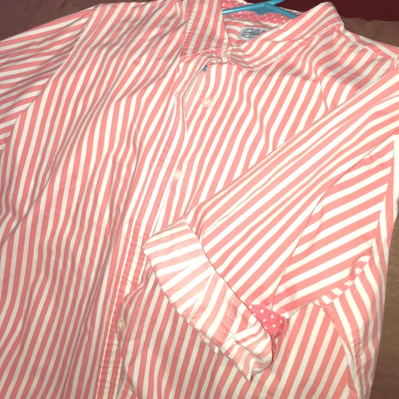 Pink and white striped button up