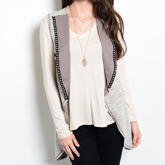 Boutique Jackets & Blazers - BNWOT-Mocha and Tan Open Vest