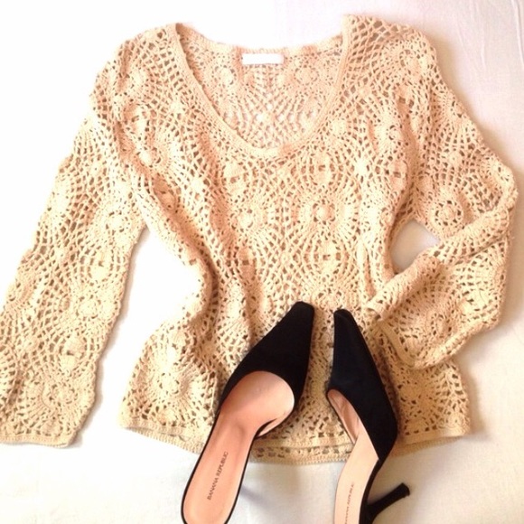 Pomode Sweaters - 🍷HP🍷 SWEATER crochet, off white, see though, M