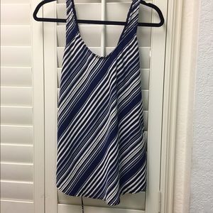 Navy striped silk tank