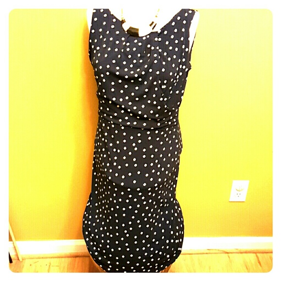 Navy blue with  white  polka dot - Picture 1 of 4
