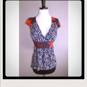 Antropologie Mixed Leaves Surplus Top