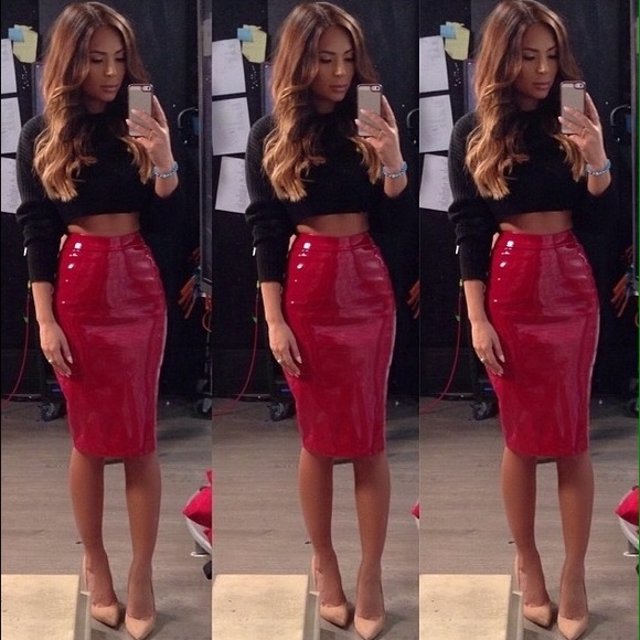 ASOS pencil skirt in Patent PU leather