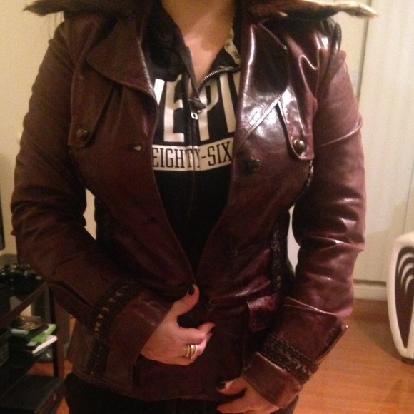 Demmy Jacket Real leather and collar horse fur!