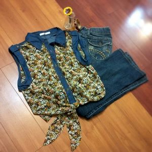 Floral and denim crop top! :)