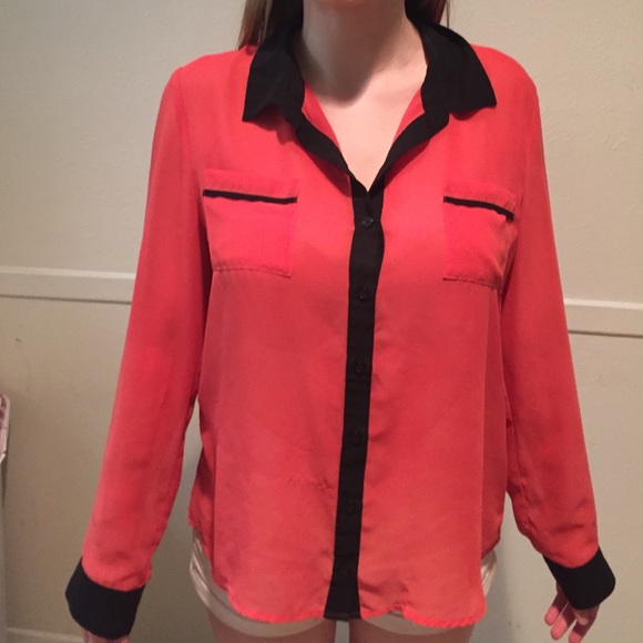 Coral Sheer Top