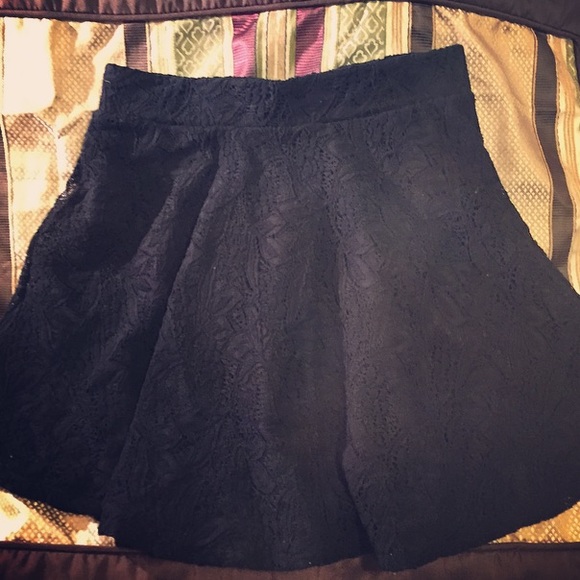 Black Lace Skater Skirt