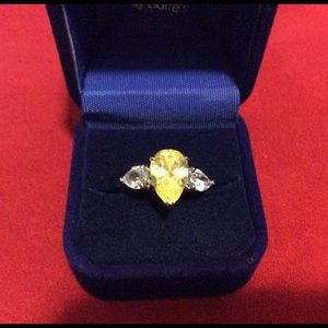 Unique simulated citrine Crystal and diamond ring.