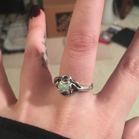 Opal brass ring