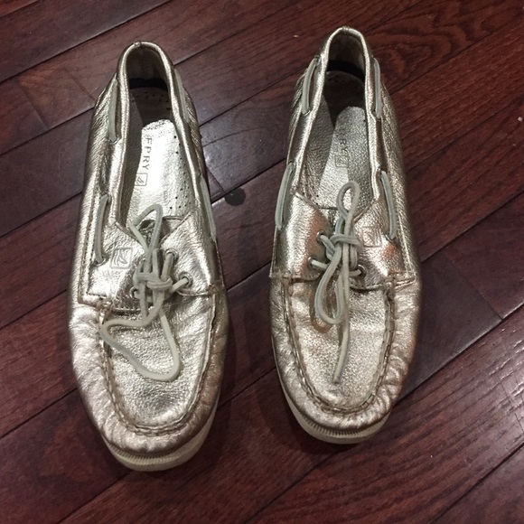 Limited edition gold Sperrys