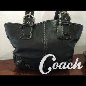 Authentic Coach Black Leather Tote