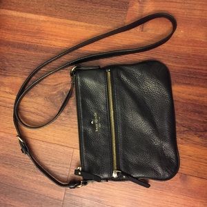 Black leather Kate spade cross body purse
