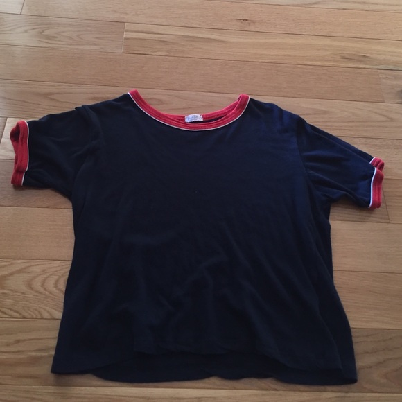 Navy Blue Tshirt with Red and white lining