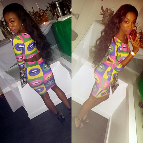 Lip print bodycon dress