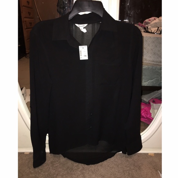 Black long sleeve button up shirt