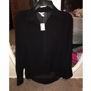 Black long sleeve button up shirt