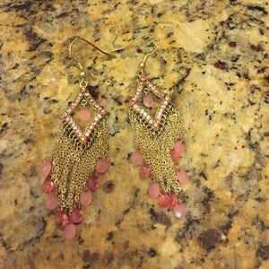 Pink Crystal Drop Earrings